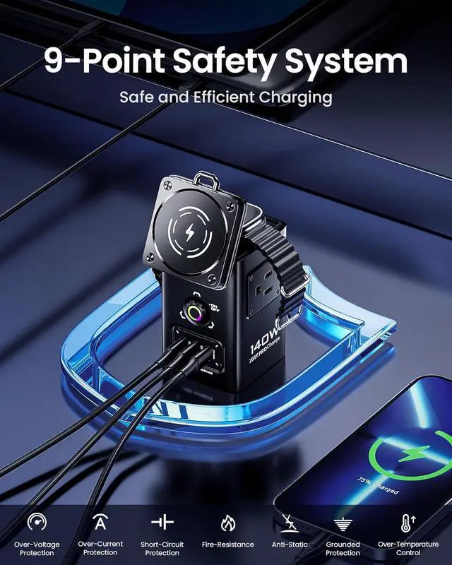 Alt view image 7 of 7 - PISEN 8-in-1 Mag-Safe Charger Stand - 140W Charging Station for Multiple Devices Mag-Safe Stand Magnetic Qi2 Wireless Charger for iPhone 16/15/14/13/12 Series, Magnetic Charger for Apple Watch