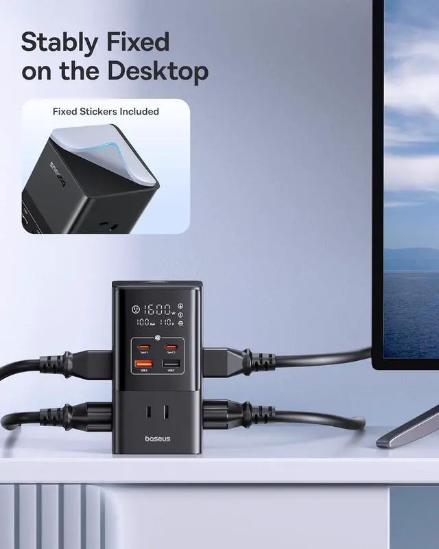 Alt view image 4 of 7 - Baseus 10-in-1 USB C Charging Station, 35W PowerCombo Fast Charging Power Strip with 6AC+2U+2C USB, USB C Charging Station for Desktop Accessories, MacBook, Tablets in Office, Home and Dorm