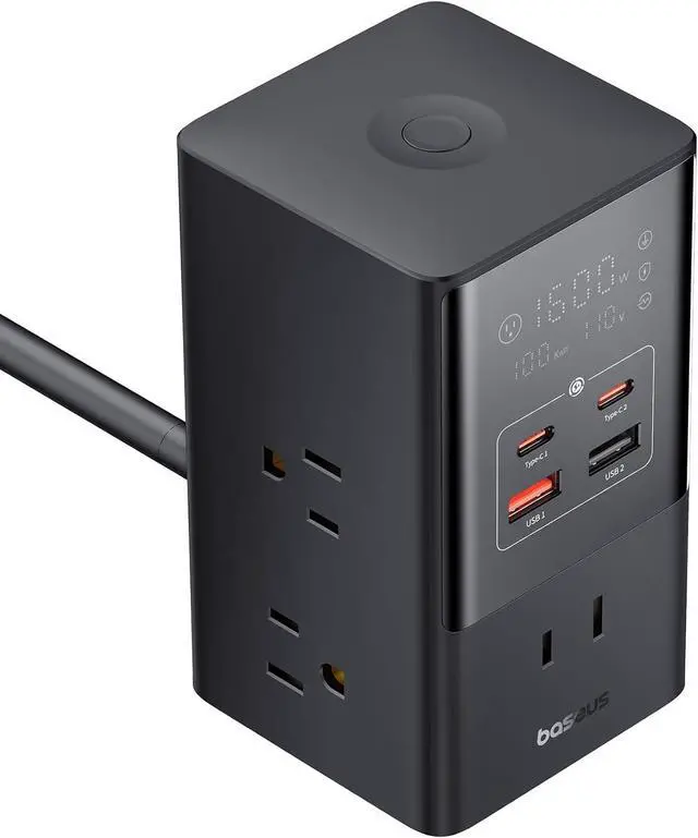 Alt view image 7 of 7 - Baseus 10-in-1 USB C Charging Station, 35W PowerCombo Fast Charging Power Strip with 6AC+2U+2C USB, USB C Charging Station for Desktop Accessories, MacBook, Tablets in Office, Home and Dorm