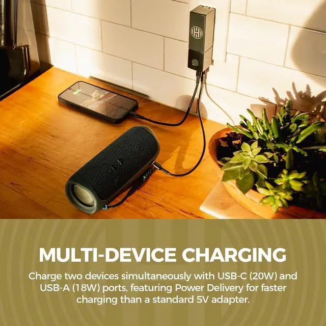 Alt view image 4 of 6 - Halo RapidPack 5000AC Wall Charger Power Bank | Portable Charger, Built in AC Plug, USB & USB-C Fast Charging for Multiple Devices, Compact Design, TSA Air Travel Approved  Aqua