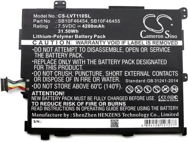 Alt view image 2 of 2 - 4200mAh Battery Replacement for LEN0V0 Thinkpad 10 20E3, 10 20E4, 10 2nd, Part No.: 00HW016, 00HW017, 00HW018, 00HW019, 2ICP4/58/140, ASM SB10F46455, ASM SB10F46456