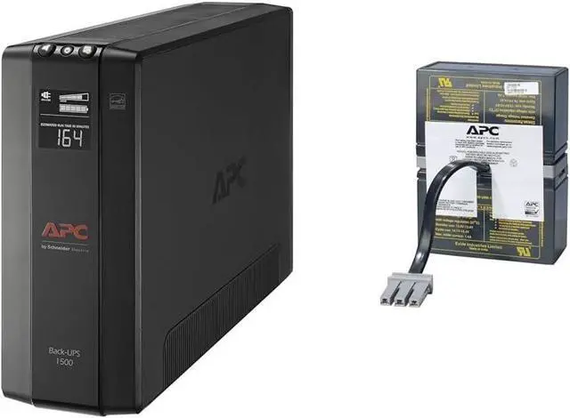 Main image of APC UPS 1500VA UPS Battery Backup and Surge Protector, BX1500M Backup Battery Power Supply, AVR & UPS Battery Replacement, RBC32, for APC Back-UPS Models BR1000, BX1000, BN1050, BN1250