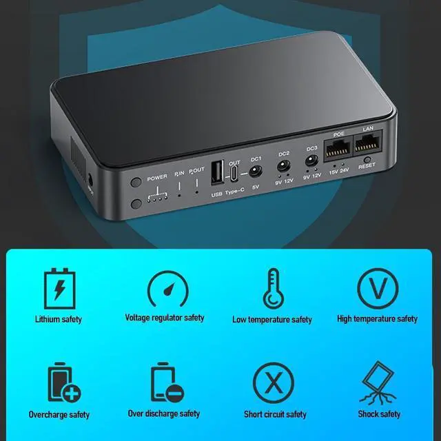 Alt view image 4 of 7 - UPS Battery Backup Power Supply 10400mAh Emergency Power System for Security Cameras Routers with Multiple Output Options15V 24V USB 5V 9V 12V (US Plug)