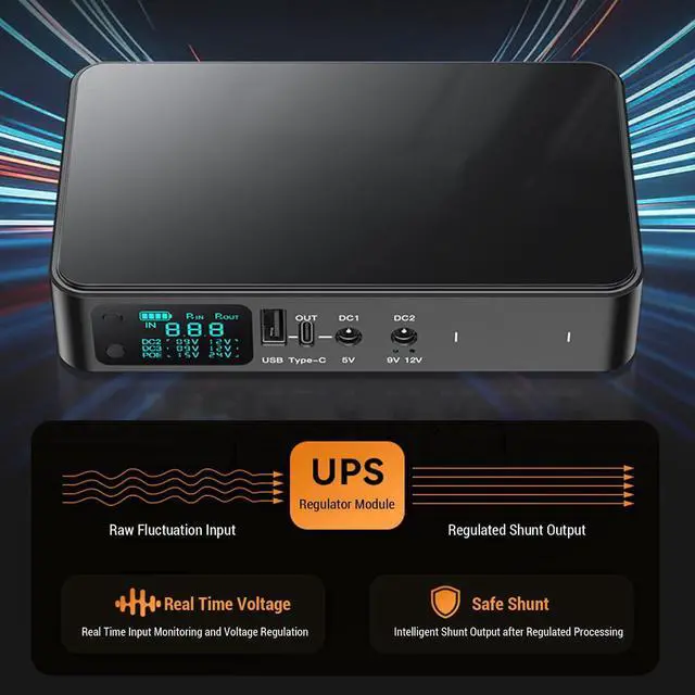 Alt view image 7 of 7 - Mini UPS, Uninterruptible Power Supply 18000mAh UPS Battery Backup, USB Type C 5V DC 5V 9V 12V Output Power Supply for Router, Modem, Security Camera