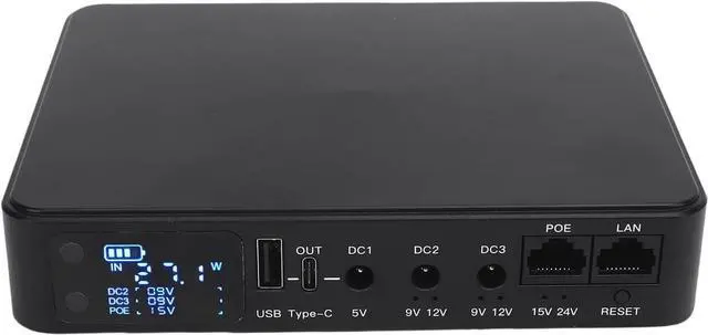 Alt view image 3 of 7 - 9000mAh UPS Battery Backup Uninterruptible Power Supply with POE Multi Voltage Output 5V 9V 12V 15V 24V USB Emergency Backup for Security Cameras, Routers, IoT Devices (US Plug)