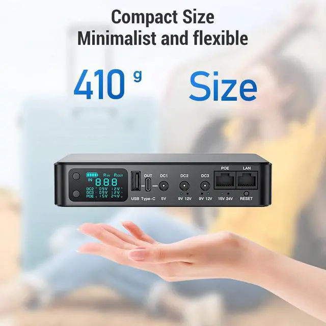 Alt view image 2 of 7 - 9000mAh UPS Battery Backup Uninterruptible Power Supply with POE Multi Voltage Output 5V 9V 12V 15V 24V USB Emergency Backup for Security Cameras, Routers, IoT Devices (US Plug)