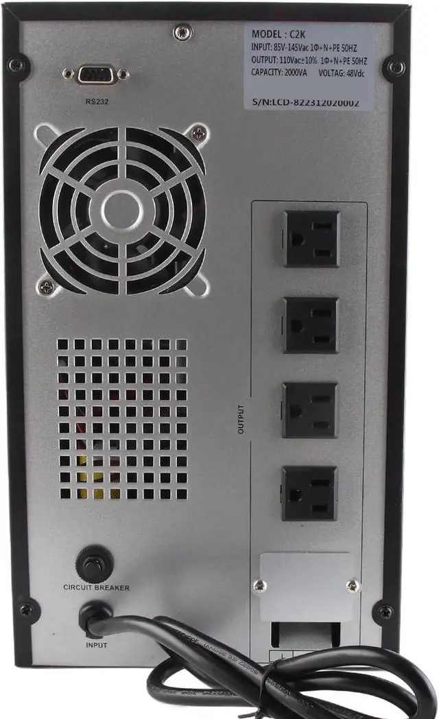 Alt view image 7 of 7 - Uninterruptible Power Supply, 2KVA UPS Backup System Stable for Switch Router Server (US Plug 85145V 110V Output)