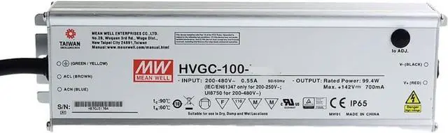 Main image of Mean Well HVGC 100W 350mA LED Driver HVGC-100-350B AC-DC Constant Current Voltage Switching Power Supply Converter Transformer with IP67 PFC 3 in 1 Dimming