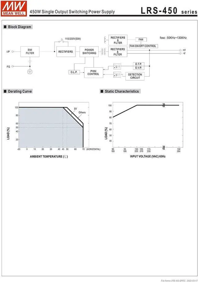Alt view image 5 of 6 - Original Mean Well LRS-450-24 450W 24V Switching Power Supply 110V/220V AC to 24V DC 18.8A 450W dc Power Supply Transformer
