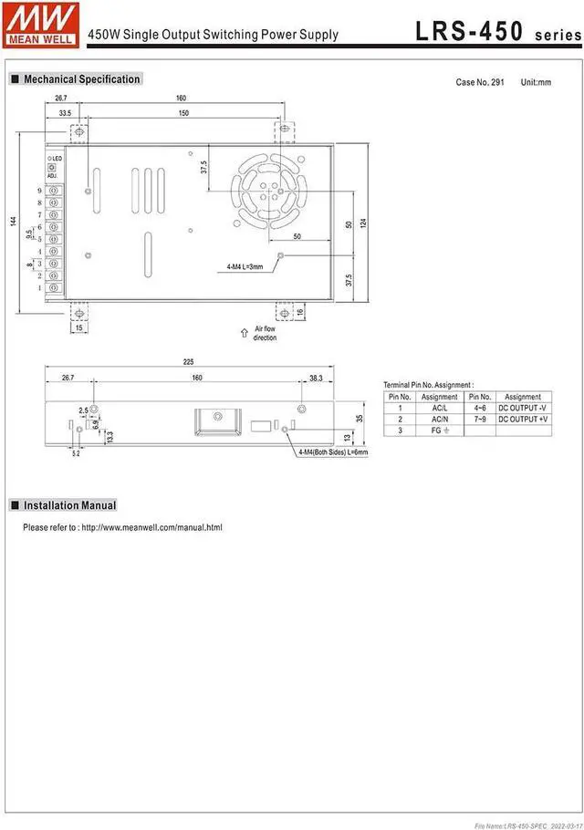 Alt view image 6 of 6 - Original Mean Well LRS-450-24 450W 24V Switching Power Supply 110V/220V AC to 24V DC 18.8A 450W dc Power Supply Transformer