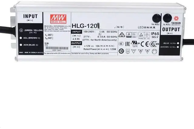 Alt view image 3 of 5 - Mean Well HLG 120W 215-4 350mA LED Driver HLG-120H-C350A Switching Power Supply Converter Transformer with IP65 PFC Function Metal Case Constant Voltage/Current