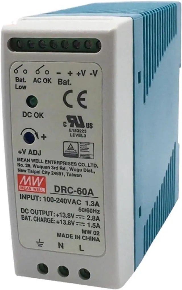 Alt view image 3 of 4 - DIN Rail DRC 60W 13.8V/27.6V UPS Security Power Supply DRC-60 Series Single Output with Battery Charger(DRC-60B 27.6V_60W)