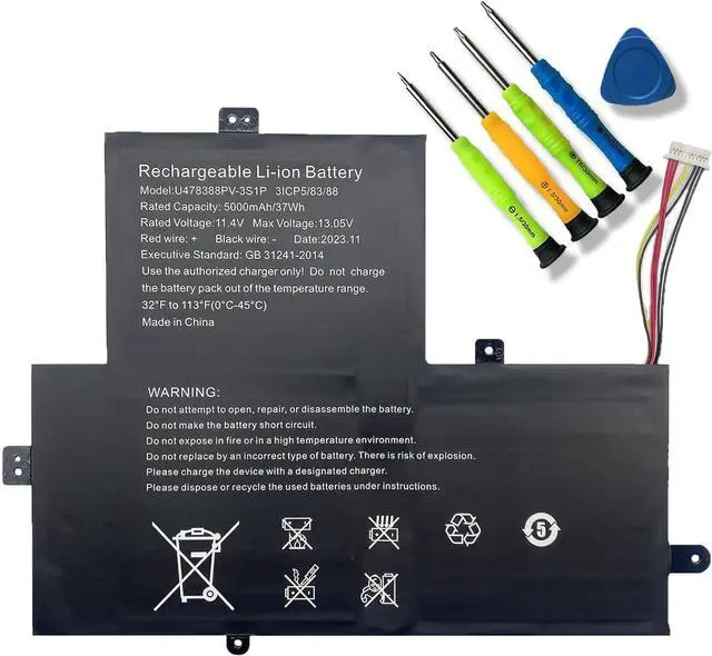 Main image of U478388PV-3S1P 37Wh Laptop Battery Compatible with Gateway GWTN156-12BK GWTN156-12RD GWTN156-12GR GWTN156-12BL GWTN156-12Bl Series 11.4V 5000mAh