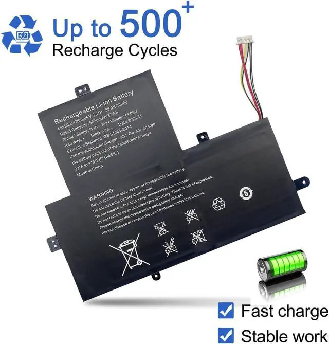 Alt view image 5 of 6 - U478388PV-3S1P 37Wh Laptop Battery Compatible with Gateway GWTN156-12BK GWTN156-12RD GWTN156-12GR GWTN156-12BL GWTN156-12Bl Series 11.4V 5000mAh