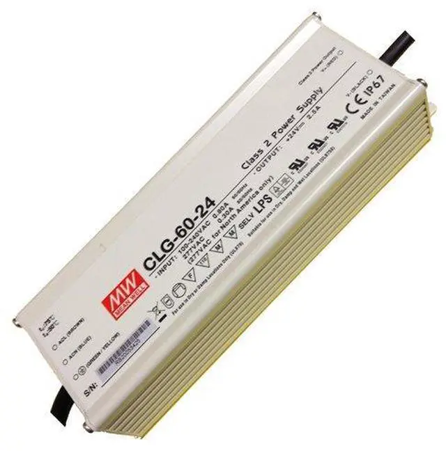 CLG-60-24 AC to DC Power Supply, Enclosed LED Single Output, 24 Volt 2.5 Amp 60 Watt