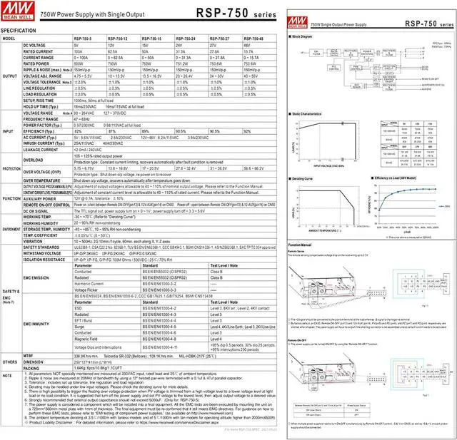 Alt view image 6 of 6 - DineDeck: RSP-750-48 48V 15.6A 750W High-Efficiency Power Supply - Industrial Automation & Control