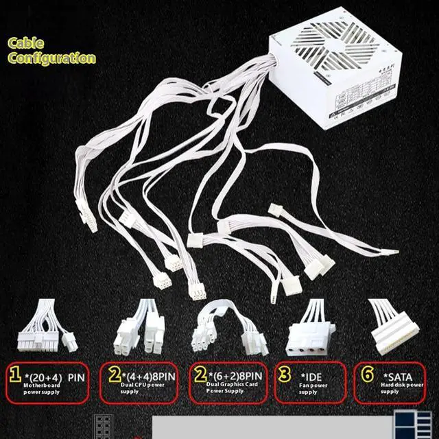 Alt view image 4 of 7 - 750W 12CM Double CPU Cooling Fan 110-264V Video Game Computer Power Supply Gaming PC Power Supply Computer Mining