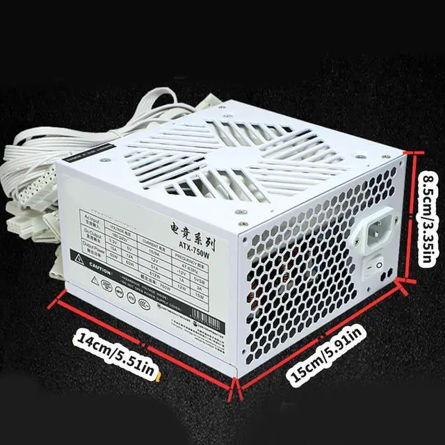 Alt view image 5 of 7 - 750W 12CM Double CPU Cooling Fan 110-264V Video Game Computer Power Supply Gaming PC Power Supply Computer Mining
