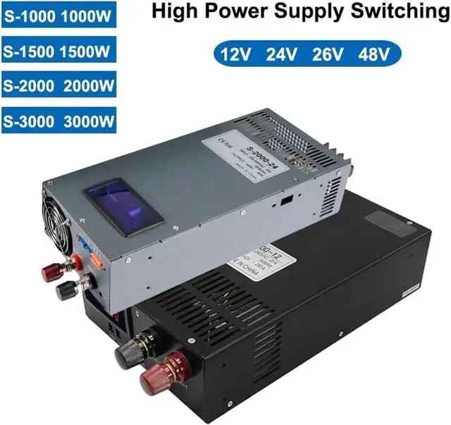 Alt view image 3 of 7 - 1000W 1500W 2000W 3000W High Power Switching Power Supply AC To 12V 24V 36V 48V AC Supply Adjustable With Display Transformer for Computer Lab, LED Strip Light and So on(S-2000W -12V)