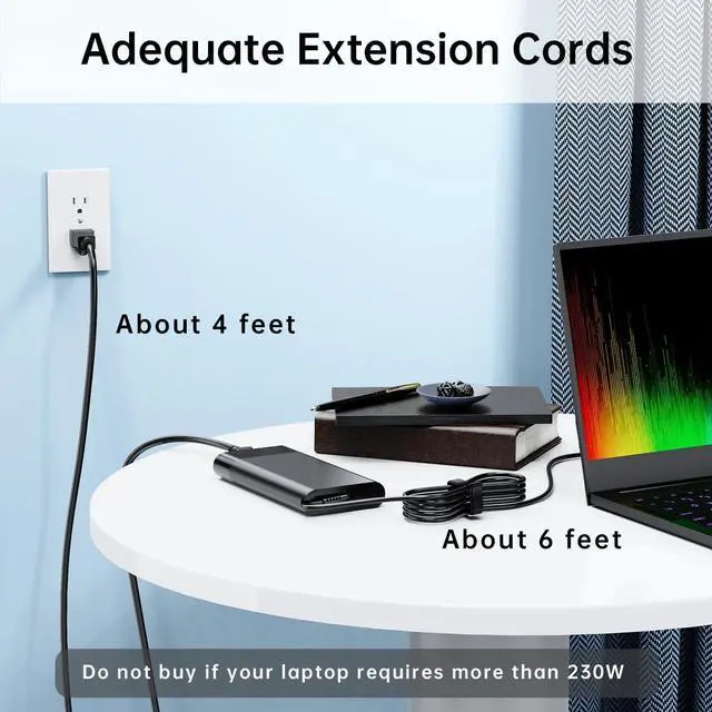 Alt view image 4 of 6 - 230W Smart AC Adapter for HP Victus Charger Omen 15 17 ZBook Fury 17 16 G10 G9 Compatible with HP Gaming Laptop 230 Watt Power Supply TPN-LA10 M41303-001 PA-1231-08HH M35733-001