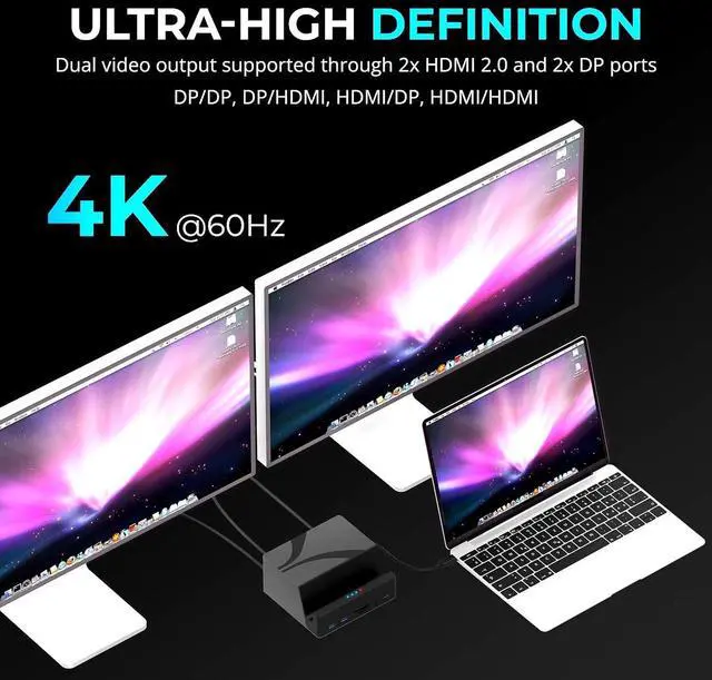 Alt view image 3 of 7 - SABRENT USB-C Universal Laptop Docking Station, Dual Monitor Displaylink Dock for Laptops, Ultrabooks, Chromebooks, MacBooks, iPads, Tablets & Smartphones (DS-UICA)