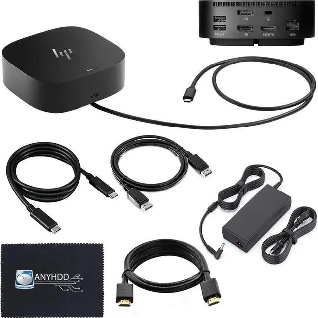 Main image of HP Docking Station for Laptop Dual Monitor and Charging Bundle - HP USB-C G5 Dock 5TW10AA / 5TW10UT / 5TW10AA#ABB with 120W Adapter, HDMI, DisplayPort, USB-C Cables & Microfiber Cleaning Cloth