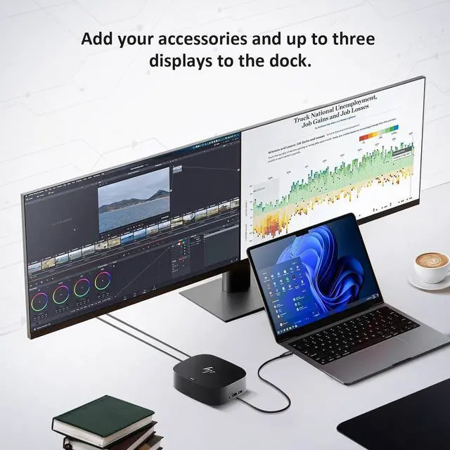 Alt view image 6 of 7 - HP Docking Station for Dual Monitor Bundle - HP USB-C G5 Dock for USB-C & Thunderbolt Laptop with 120W AC Adapter + HDMI & DisplayPort Cables + USB Cable
