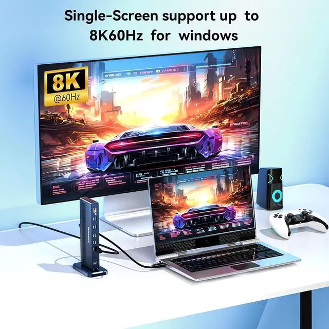 Alt view image 4 of 7 - ANYOYO Thunderbolt Docking Station Dual Monitor,13-in-1 MacBook Pro Laptop Docking Station for 8K 60 & Dual 4K60, USB 3.2 10Gbps,1000Mbps Ethernet PD 120 W SD/TF 4.0 Dock for Mac M1/M2/M3/M4 Pro/Max