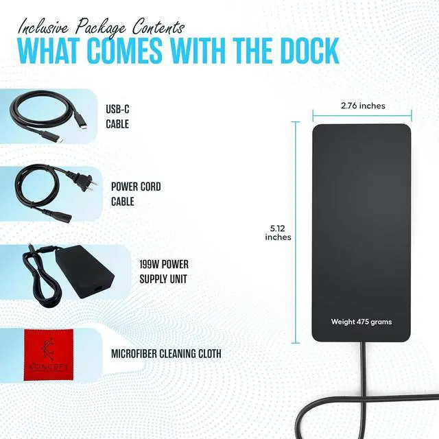 Alt view image 2 of 6 - Koncept SVS-00001/1917 for Microsoft Replacement - Surface Dock 2 Surface Pro Docking Station with USB-C to C Cable & 199W - Compatible for Surface Pro 4/5/6/7, Surface Book 2/3,