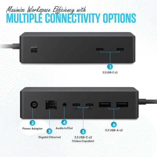 Alt view image 4 of 6 - Koncept SVS-00001/1917 for Microsoft Replacement - Surface Dock 2 Surface Pro Docking Station with USB-C to C Cable & 199W - Compatible for Surface Pro 4/5/6/7, Surface Book 2/3,