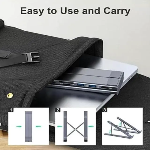 Alt view image 3 of 7 - Civilizek 8-in-1 USB-C Laptop Stand, 2025 Upgrade 8 in 1 Laptop Stand with Docking Station, Foldable Portable Tablet Stands with 4K HDMI, 2 USB 3.0, Pd 100w, for Home and Offices (1 pc)