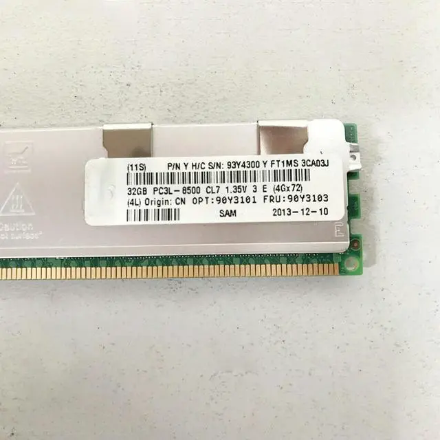 Alt view image 5 of 6 - 1 pcs For RAM X3850 X5 7143 X3650 M3 90Y3101 90Y3103 Server Memory Fast Ship 32GB 8500R DDR3 1066