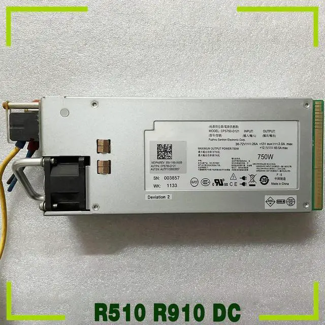 Alt view image 5 of 7 - For R510 R910 DC 750W Server Power Supply 6GTF5 06GTF5 CPS750-D121