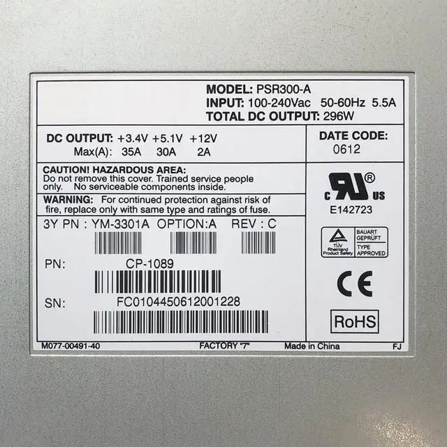 Alt view image 4 of 4 - Switch Power Supply For S6502 S6502XG 7502 LS8M5220PWR PSR300-A