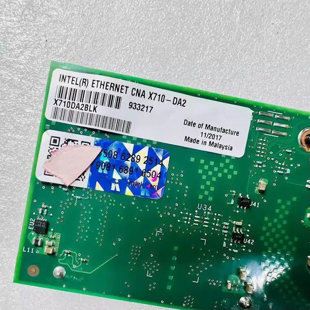 Alt view image 4 of 4 - For 10 Gigabit network card With Double Electrical Ports With security blue label X710-DA2 X710-DA2BLK