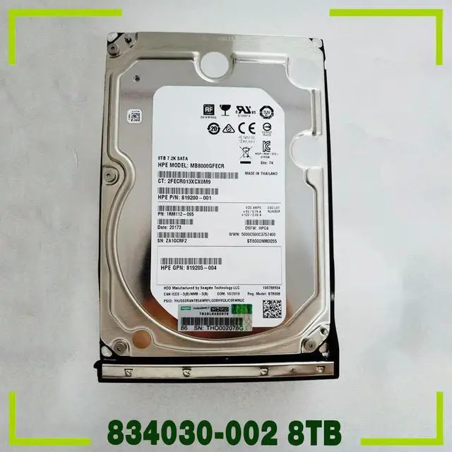 Main image of For 834028-B21 834131-001 SATA 6Gb 7.2K 834030-002 8TB