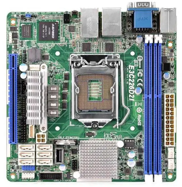 Alt view image 2 of 3 - E3C226D2I For Server Motherboard Supports LGA1150 V3V4 DDR3 1600/1333 ECC