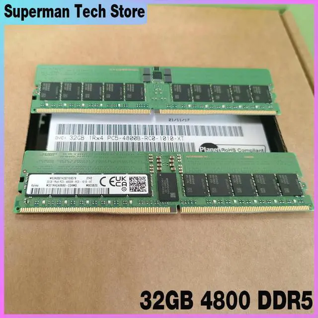 Main image of 1Pcs For 32G 1RX4 PC5-4800 ECC REG RDIMM Server Memory 32GB 4800 DDR5