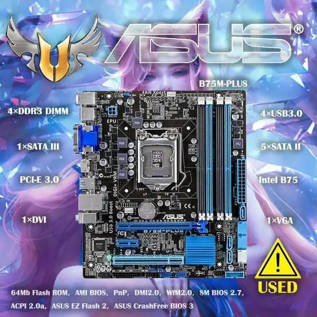 Main image of B75M-PLUS  Desktop Motherboard B75 Socket A 1155 i3 i5 i7 DDR3 32G SATA3 USB3.0