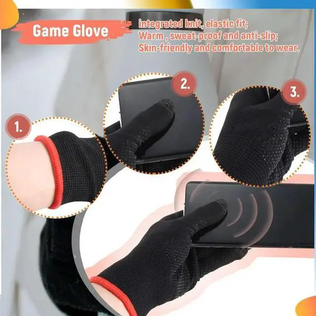 Alt view image 3 of 4 - 2Pcs Game Gloves For PUBG Sweat Proof Non-Scratch Sensitive Press Screen Gaming Finger Thumb Sleeve Gloves