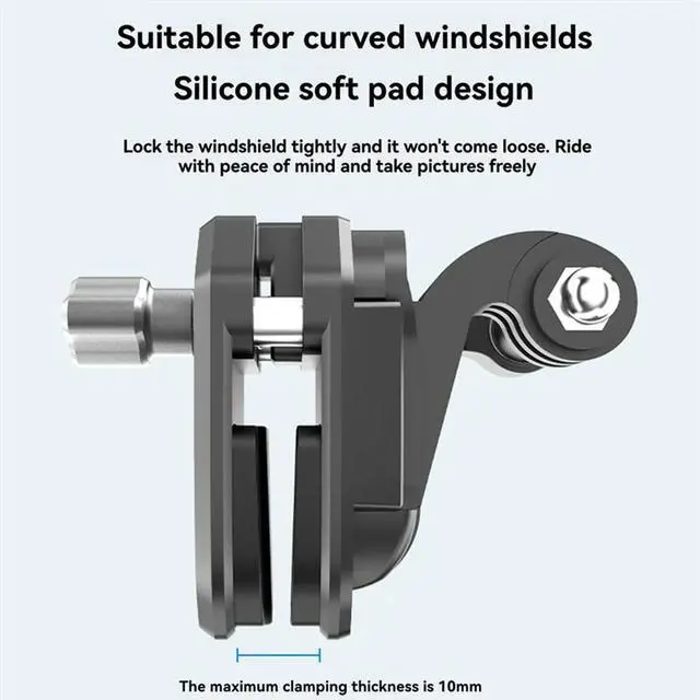 Alt view image 4 of 4 - For Gopro Hero12 Black Motorcycle Windshield Action Camera Mount Clip For Osmo Action 4 X4 Ace Pro And Other