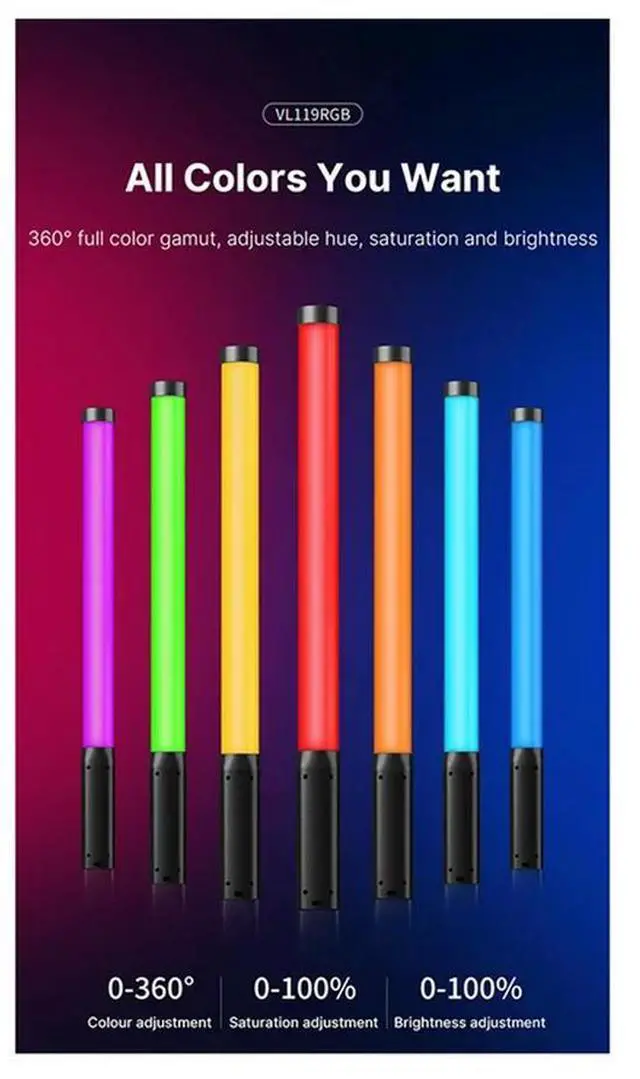 Alt view image 5 of 6 - Ulanzi VL119 RGB Stick Light Handheld Light Wand LED Video Light Portable Photography Lighting Fill Lamp