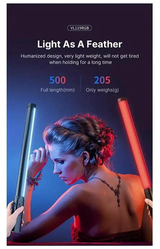 Alt view image 6 of 6 - Ulanzi VL119 RGB Stick Light Handheld Light Wand LED Video Light Portable Photography Lighting Fill Lamp