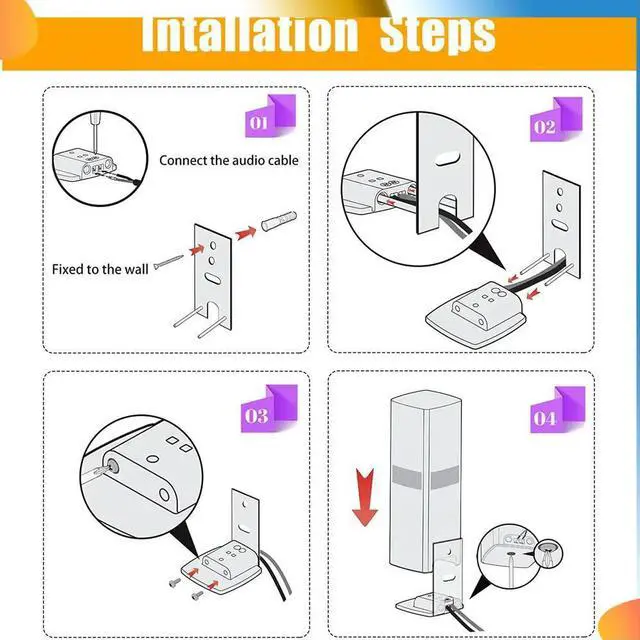 Alt view image 4 of 4 - 4X Steel Black Wall Mount Brackets Replacement For Omnijewel Lifestyle 650 & Surround Speakers 700
