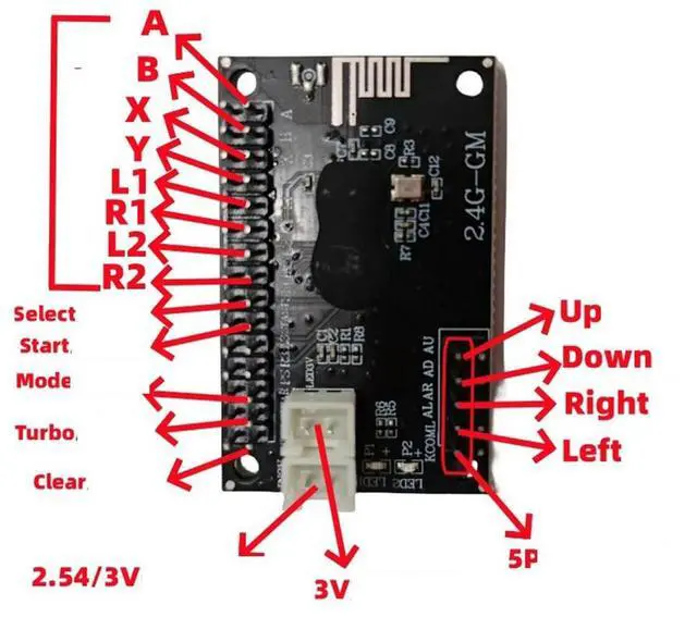 Alt view image 5 of 7 - 2.4G Wireless 2 Players Arcade USB Arcade Zero Delay Joystick Encoder PCB Board For Diy Arcade Game Console Parts