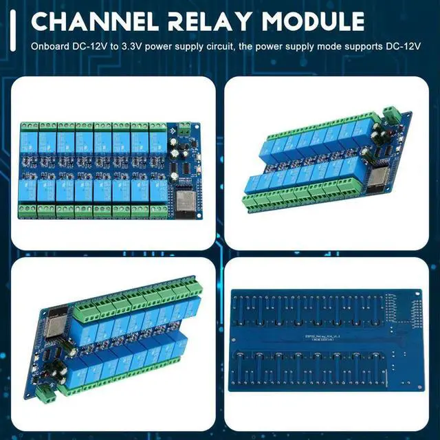 Alt view image 3 of 3 - 3X 16 Channel Relay Module DC5-12V Power Supply ESP32 Development Board ESP32-WROOM Secondary Development Module