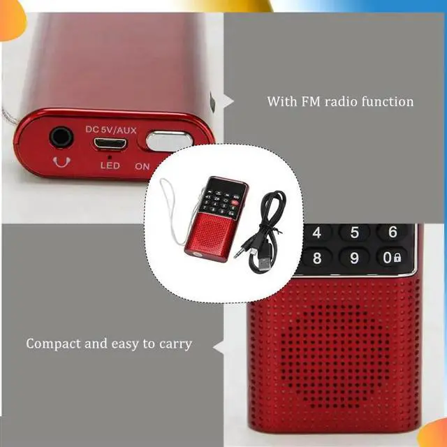 Alt view image 5 of 7 - 10X L-328 Mini Portable Pocket FM Auto Scan Radio Music Audio MP3 Player Outdoor Small Speaker With Voice Recorder