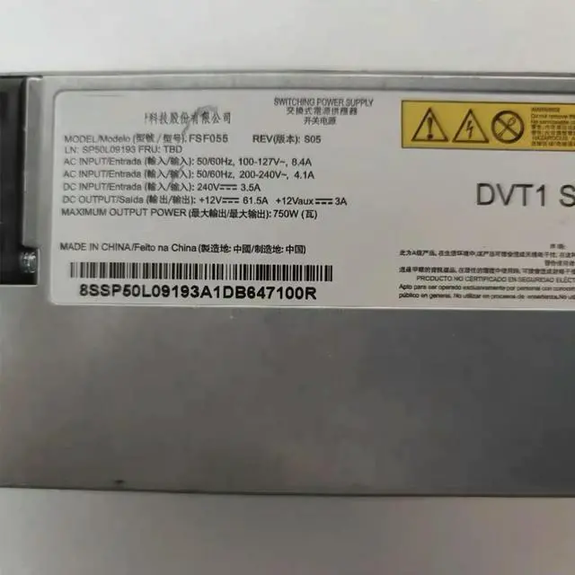 Alt view image 6 of 6 - For Le-novo SR550 SR590 SR650 SR630 01PE161 01GV266 750W Power Module FSF055