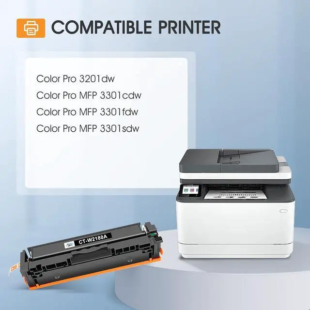 Alt view image 2 of 6 - 218A 218X Toner Cartridges 4 Pack 3301fdw with Chip Compatible Replacement for HP 218A 218X Color Laserjet Pro MFP 3301cdw 3201dw 3301sdw Printer High Yield Ink Set W2180A (Black Cyan Yellow Magenta)