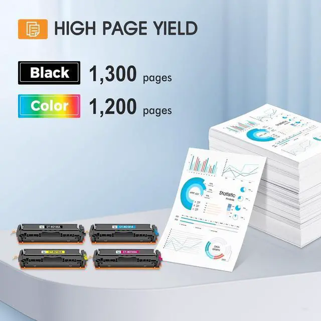 Alt view image 3 of 6 - 218A 218X Toner Cartridges 4 Pack 3301fdw with Chip Compatible Replacement for HP 218A 218X Color Laserjet Pro MFP 3301cdw 3201dw 3301sdw Printer High Yield Ink Set W2180A (Black Cyan Yellow Magenta)